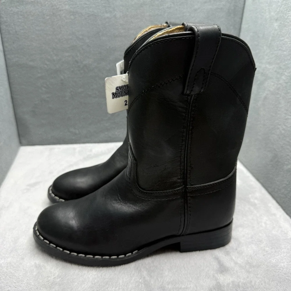 Smoky Mountain Kids Cowboy Boots Size 2 Black Leather Western New Defects